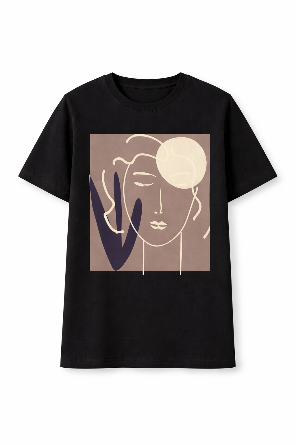 Black Graphic Round-Neck Tee