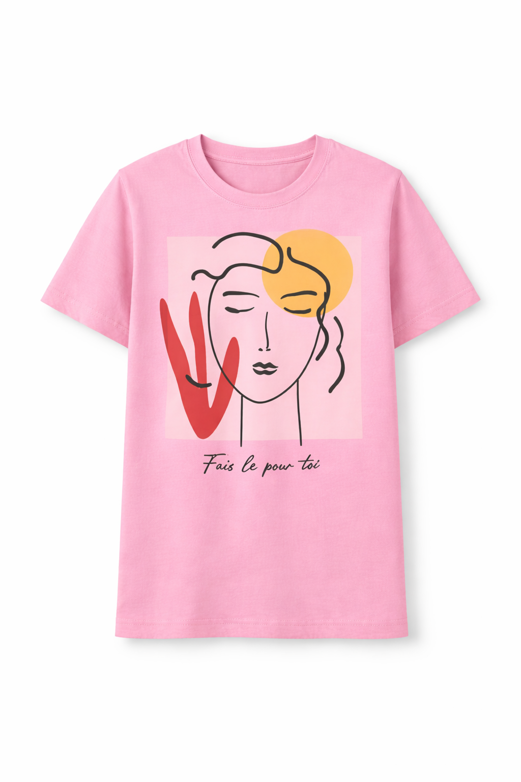 Artistic Face Graphic Pink T-Shirt