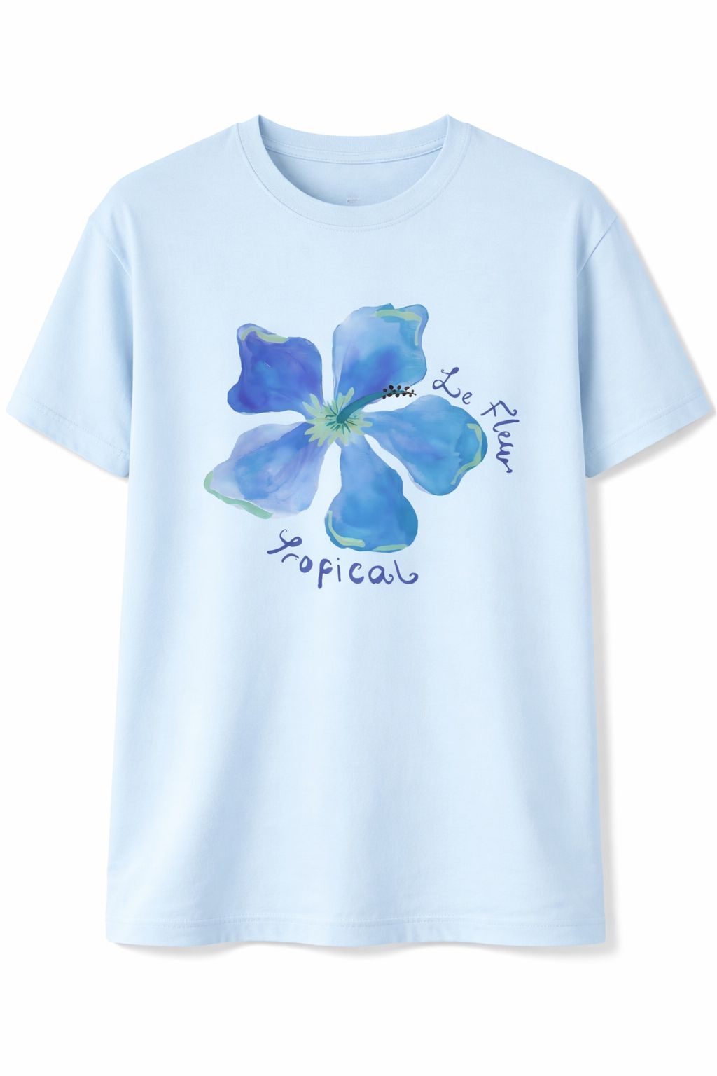 Tropical Blue Hibiscus Graphic T-Shirt